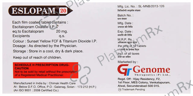 Eslopam 20mg Tablet 10s