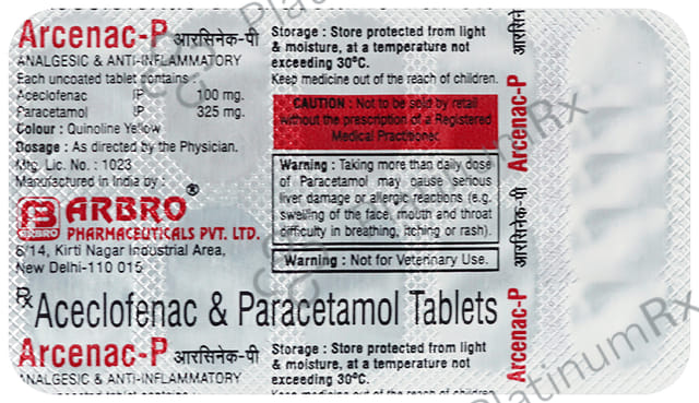 Arcenac P 100/500mg Tablet 10s