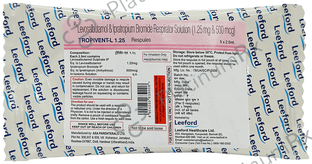 Tropivent L 1.25/500mcg Respules 5X2.5ml