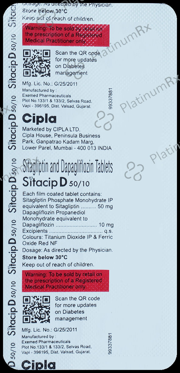 Sitacip D 10mg/50mg Tablet