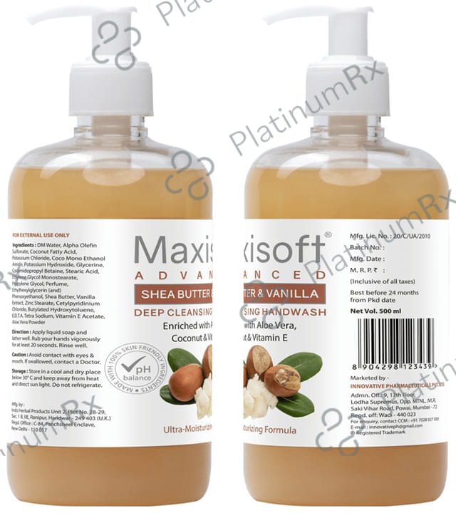 Maxisoft Advanced Shea Butter & Vanilla Deep Cleansing Hand Wash (500ml Each) 1 Bottle