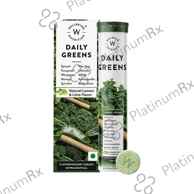 Wellbeing Nutrition Daily Greens Effervescent Tablet for Weight Management, Bone, Digestion, Skin & Immunity 1 Bottle