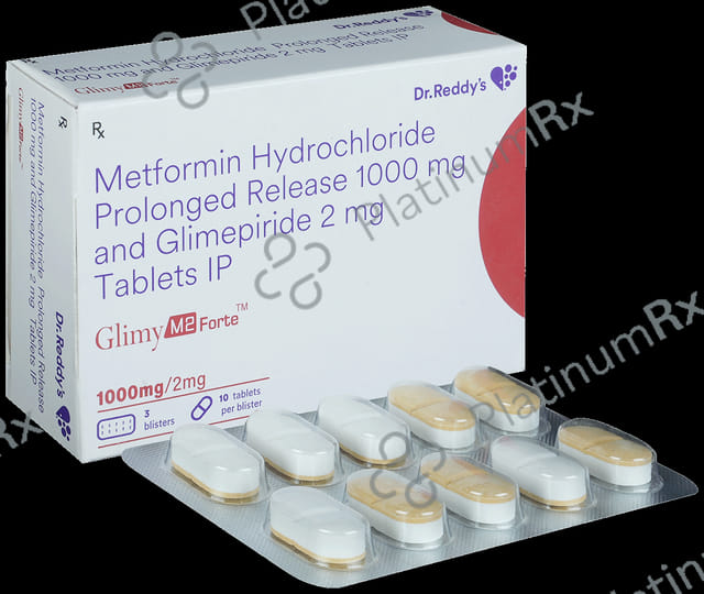 Glimy M 2 Forte 2/1000mg Tablet PR 10s
