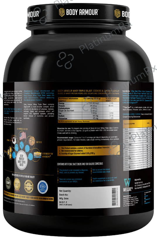 Body Armour Whey Triple Blast Protein Powder Cookie and Cream