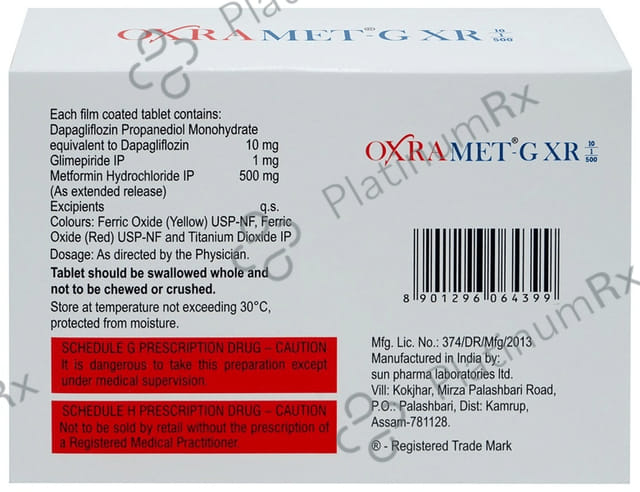 Oxramet G 10/1/500mg Tablet XR 7s