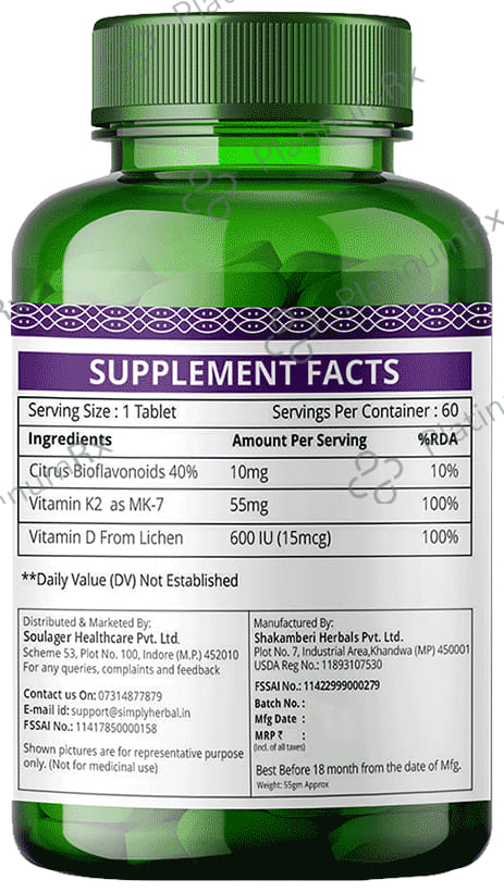 Simply Herbal Plant Based Vitamin D-K2 Tablet
