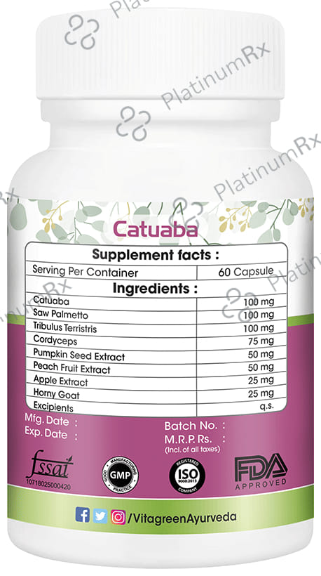 Vitagreen Catuaba 500mg Capsule