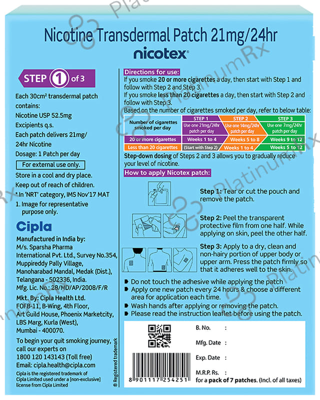 Nicotex 21mg Transdermal Patch 7s (Step 1 of 3)