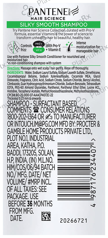Pantene Pro-V Advanced Hairfall Solution Silky Smooth Care Shampoo 340 ml