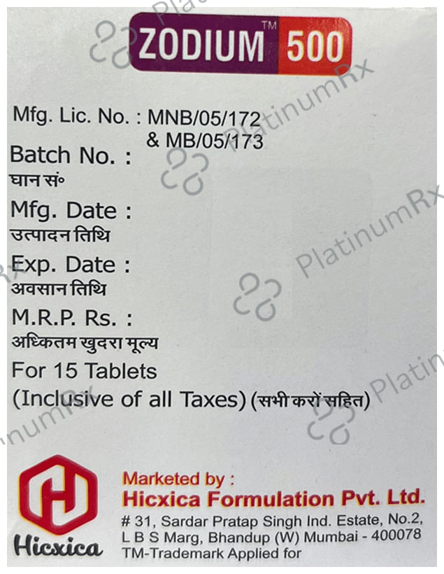 Zodium 500 Tablet