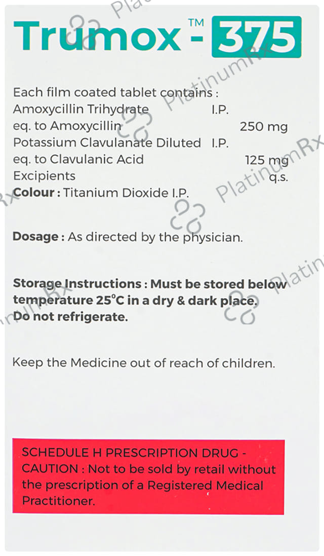 Trumox 375 250/125mg Tablet 10s