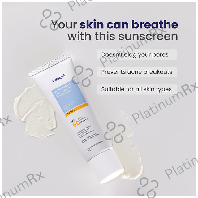 Re'equil Ultra Matte Dry Touch Sunscreen Gel SPF 50 PA++++ Gel 50gm