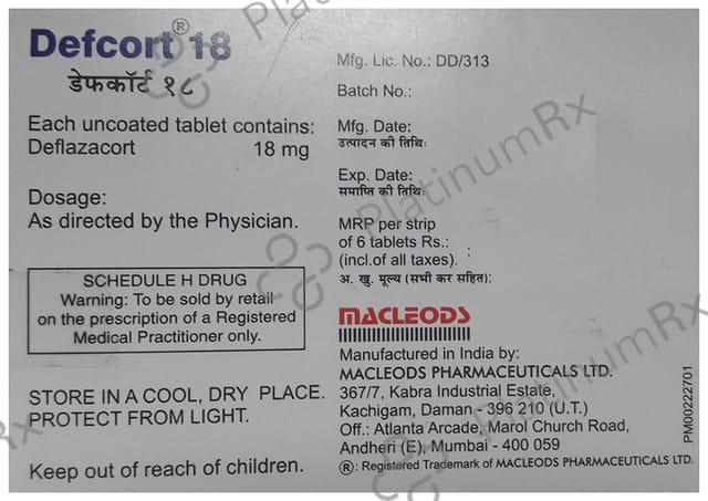 Defcort 18mg Tablet 6s