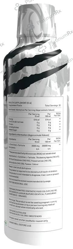 Elated Sports Science Carni Max with L-Carnitine L-Tartrate for Weight Loss - Flavour Orange