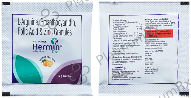 Hermin Orange Flavour Sugar Free Oral Sachet 5gm