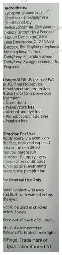Acne UV Sunscreen SPF 30 PA+++ Gel 30gm