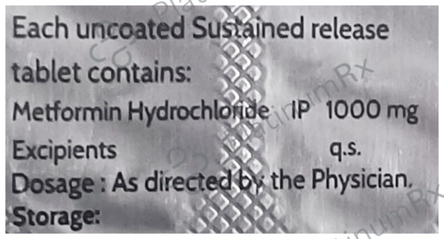 Kriam Pharma Metformin Hydrochloride 1000mg Tablet SR 10s