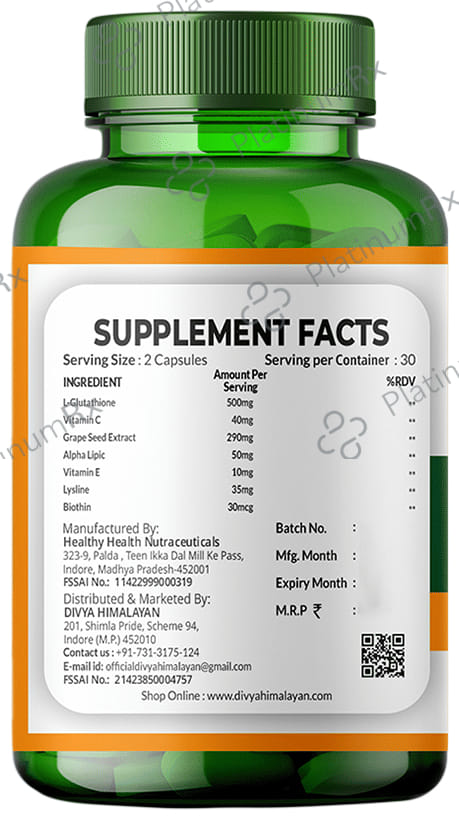 Divya Himalayan L Glutathione 500mg Capsule 60s