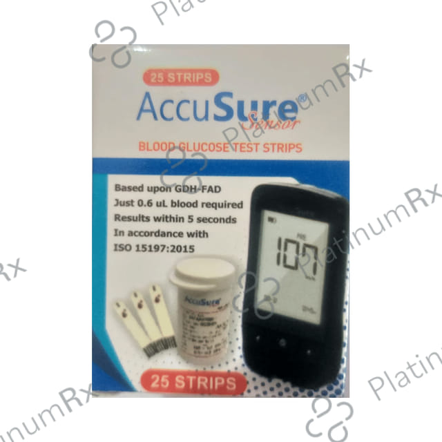AccuSure Sensor Blood Glucose Test Strip (Only Strips) 25 Test