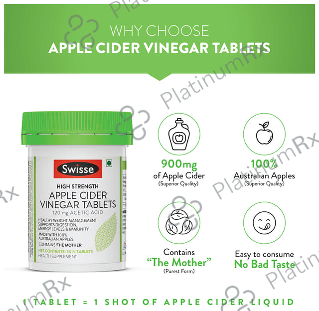 Swisse High Strength Apple Cider Vinegar ACV for Weight Management - Tablet