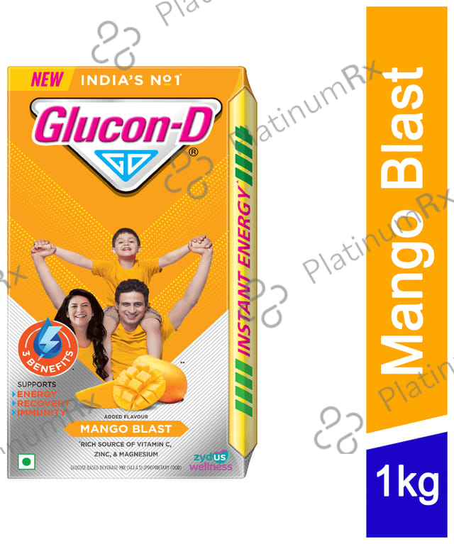 Glucon-D with Glucose, Calcium, Vitamin C & Sucrose - Flavour Mango Blast Powder