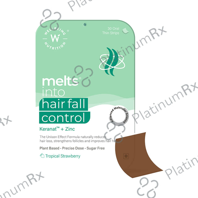 Wellbeing Nutrition Melts Into Hair Fall Control with Keranat & Zinc - Oral Thin Strip Tropical Strawberry