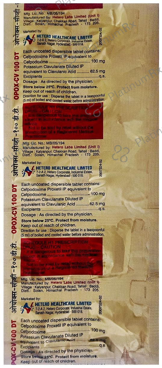 Opox CV 100 mg/62.5 mg Tablet DT