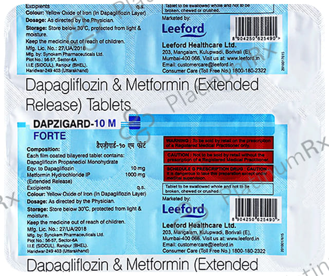 Dapzigard M Forte 10mg/1000mg Tablet SR