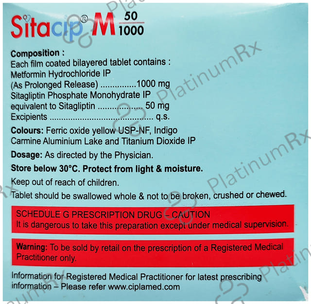 Sitacip M 50/1000mg Tablet PR 10s