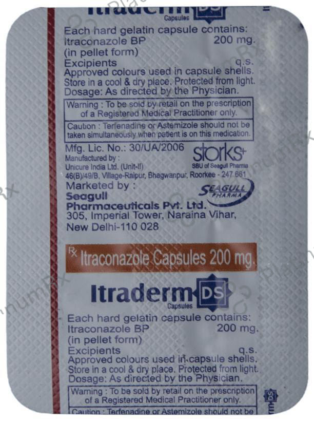Itraderm DS 200mg Capsule 4s