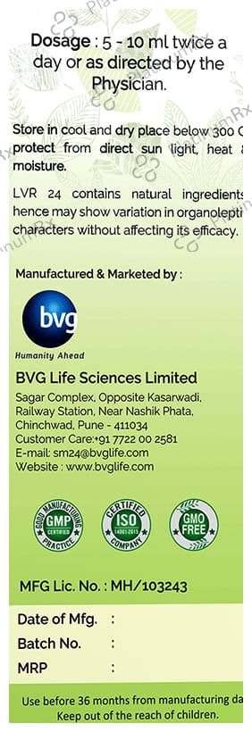 BVG Life Sciences LVR 24 Syrup for Healthy Liver