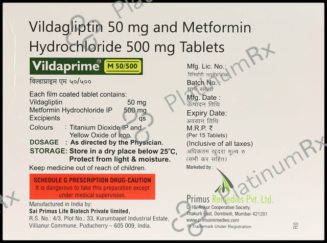 Vildaprime M 500/50mg Tablet 15s