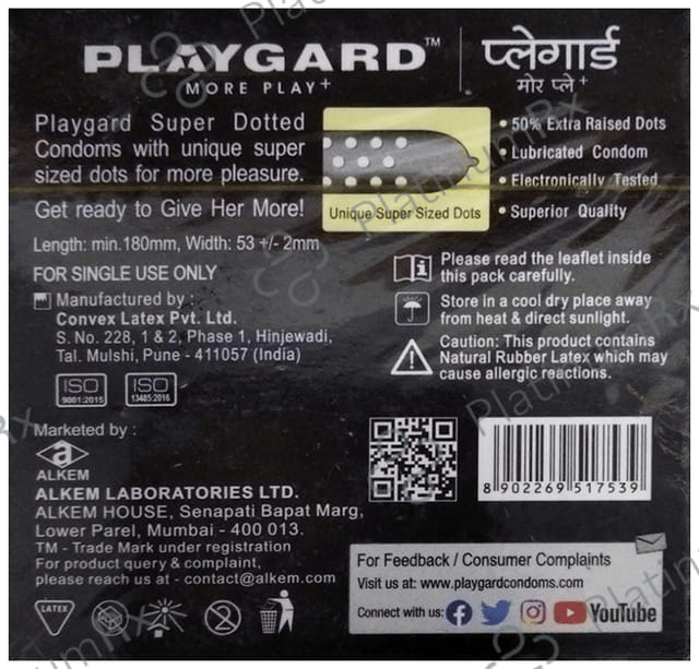 Playgard More Play+ Super Butterscotch Flavour Dotted Condom 3s