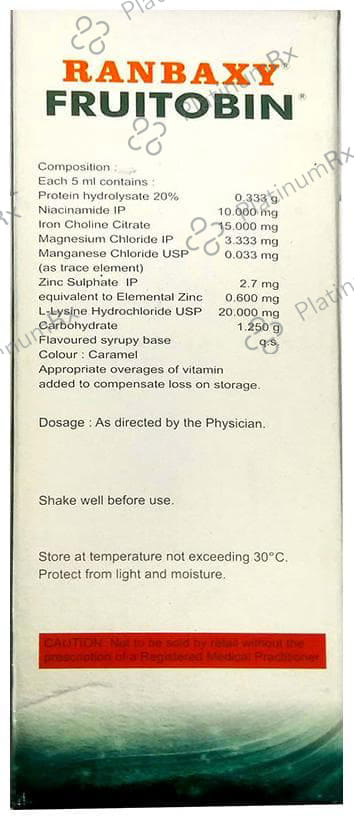 Fruitobin 15/10mg Mixed Fruit Syrup 225ml