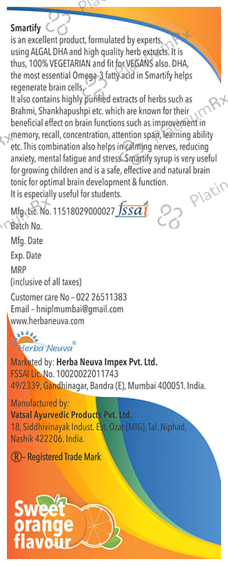 Herba Neuva Smartify Brain Wellness Tonic Sweet Orange