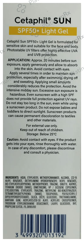 Cetaphil Sun Light Sunscreen SPF 50+ Gel 50ml