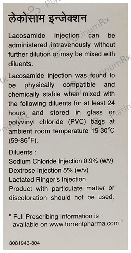 Lacosam 10mg Injection 20ml