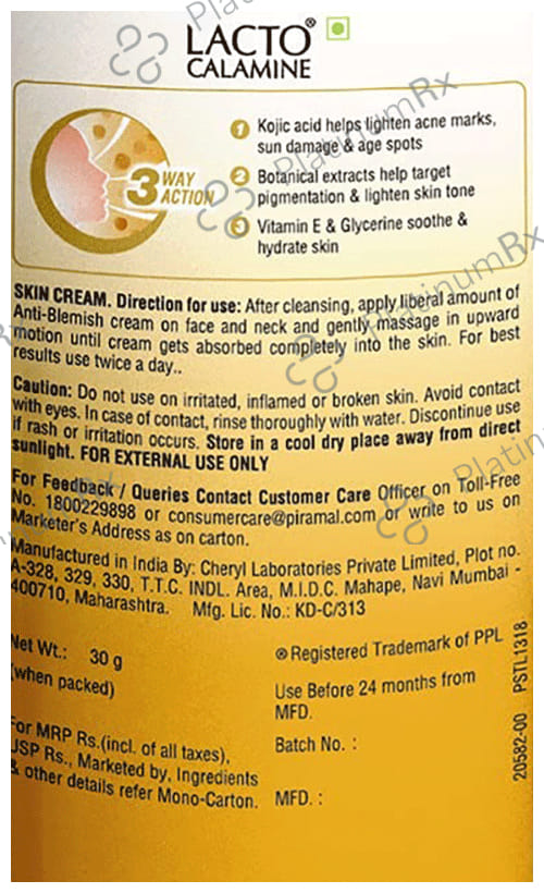 Piramal Lacto Calamine Anti Blemish Cream