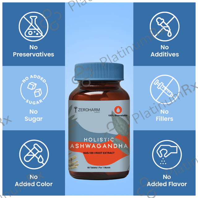 Zeroharm Sciences Holistic Ashwagandha Tablet for Stress Relief, Improves Performance and Immunity
