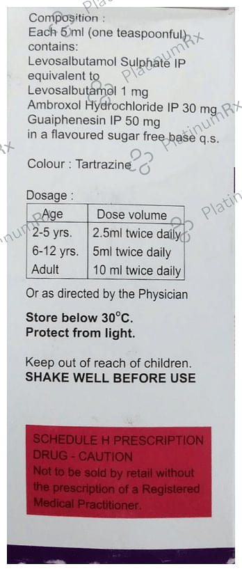 Ventryl LS 1/15/50mg Sugar Free Syrup 100ml