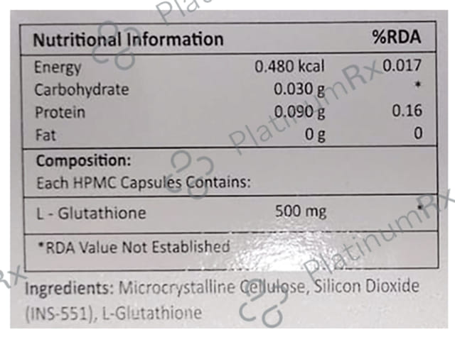 Glutazee L-Glutathione 500mg Capsule