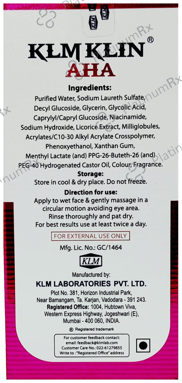 Klmklin AHA Gel Face Wash 50ml