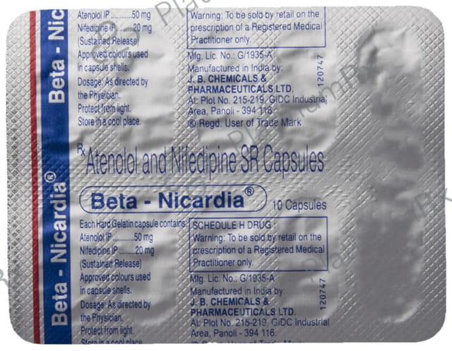 Beta Nicardia 50/20mg Capsule SR 10s