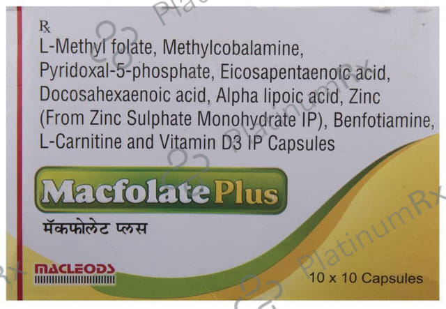 Macfolate Plus 1000/1500mcg/0.5mg Capsule 10s