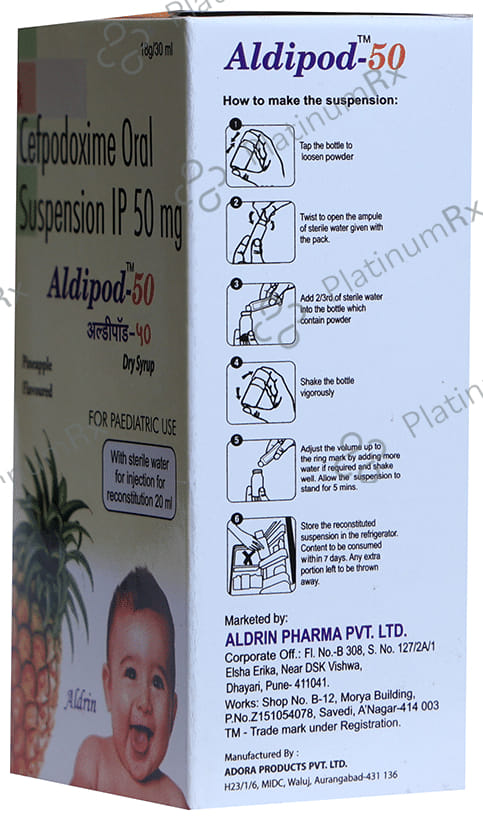 Aldipod 50mg Pineapple Dry Syrup 30ml