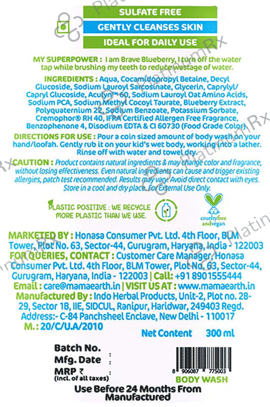 Mamaearth Body Wash for Kids with Blueberry Extract & Oat Protein