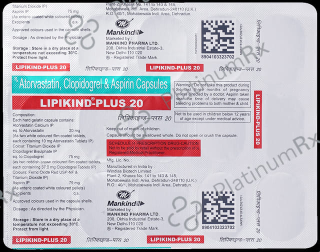 Lipikind Plus 20/75/75mg Capsule 15s