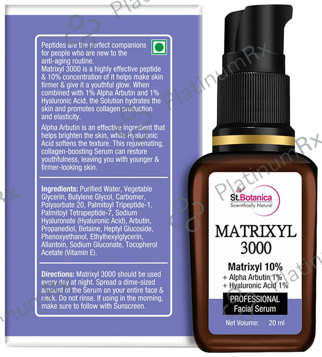 St.Botanica Matrixyl 3000 10% + Alpha Arbutin 1% + Hyaluronic Acid 1% Professional Facial Serum