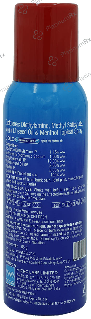 Dolo Pain Relief Spray 55gm