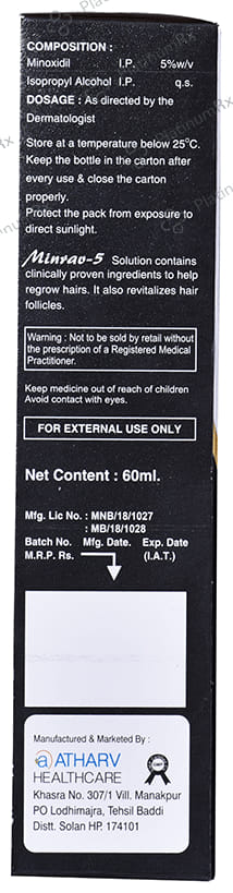 Atharv Healthcare Minrav 5 Minoxidil 5% Topical Solution